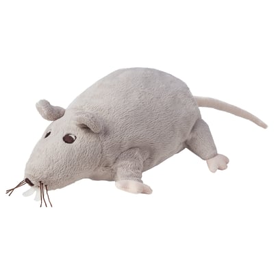 GOSIG RÅTTA stuffed mouse toy, grey, soft plush material, round shape, friendly design.