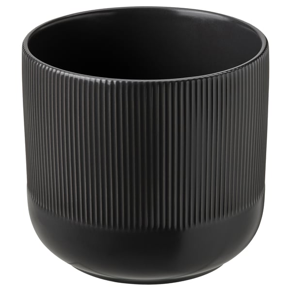 Black ceramic planter