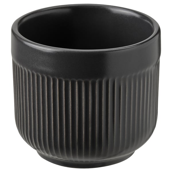 Black ribbed pottery - home decor