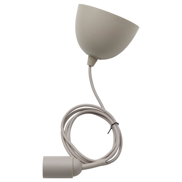 GRÅVACKA lamp, off-white, curved design, cord set, polypropylene & elastomer.