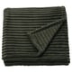 Dark green folded blanket with textured stripes and scalloped edge.