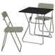 GUNDE / VIHALS Table and 2 folding chairs, folding black/green, 67x67 cm