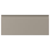 Beige cabinet with chamfered edges and aluminium handles, particleboard, minimalist.