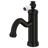 The HAMNSKÄR tap, black with a white lever, stands sleek and modern.