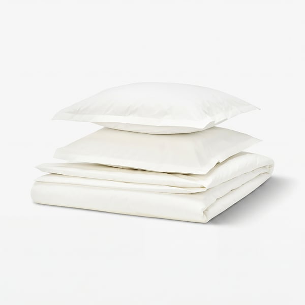 HAMPFLOCKEL Duvet cover and 2 pillowcases, white, 240x220/50x60 cm