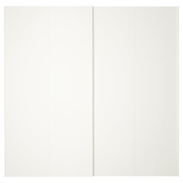 HASVIK white sliding wardrobe doors: modern, minimalist design with matte acrylic finish.