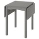Grey HAUGA drop-leaf table, wooden with square top, compact and functional for small spaces.