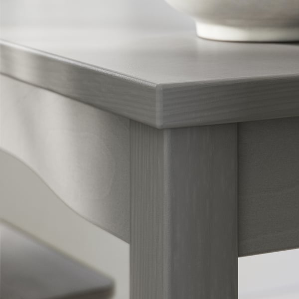 HAUGA grey table corner, smooth surfaces, ash grey veneer, modern design.