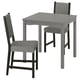 A compact, modern dining set with a grey table and matching cushioned chairs, ideal for small spaces.