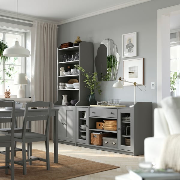 HAUGA Storage combination, grey, 210x46x199 cm