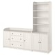 White HAUGA storage set with drawers, cabinets, and adjustable shelves for varied storage options.