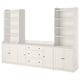 White HAUGA storage set, combines shelves and cabinets for versatile storage.