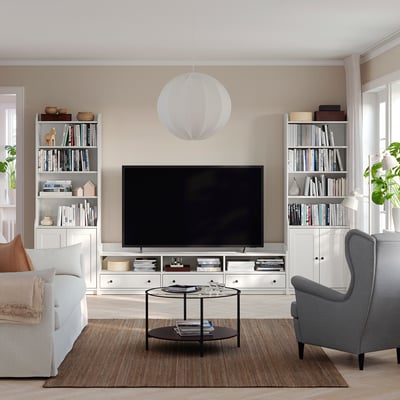HAUGA TV/storage combination, white, 346x46x199 cm