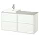 HAVBÄCK vanity: white cabinet, square sink, wall-mounted, modern minimalist design.