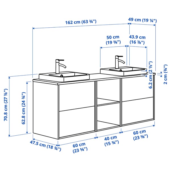 Illustration with measurements for the product: HAVBÄCK.