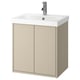 HAVBÄCK beige wall-mounted bathroom vanity unit with white ceramic sink, sleek and minimalist.