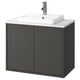 HAVBÄCK: dark grey wall-mounted sink unit, modern design, square shape, with white top and basin.