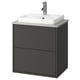 HAVBÄCK dark grey bathroom vanity, sleek modern design, square ceramic basin, wall-mount cabinet with drawers.