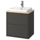 HAVBÄCK bathroom vanity, grey & bamboo, modern minimalist design.