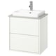 HAVBÄCK white wall-mounted bathroom vanity, modern design with one drawer and rectangular basin, includes faucet.
