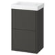 HAVBÄCK dark grey bathroom cabinet, rectangular with white sink.