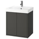 Grey HAVBÄCK bathroom vanity with white sink, modern design.