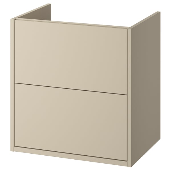Beige HAVBÄCK wall-mounted bathroom cabinet with two drawers, featuring clean lines and space-saving design.