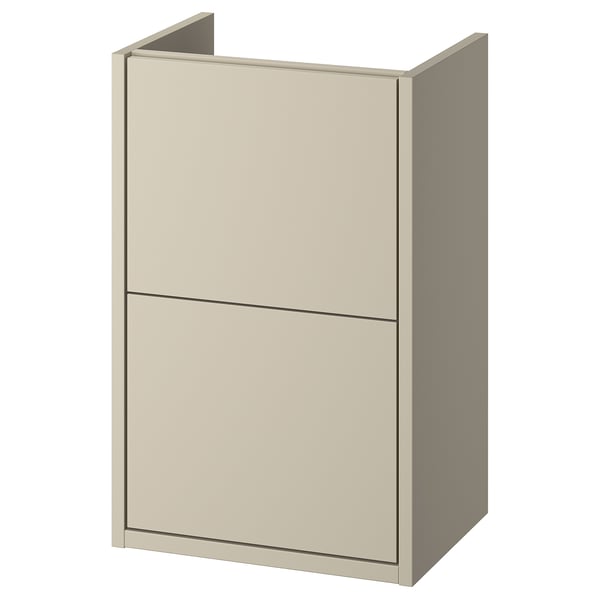 HAVBÄCK beige wall-mounted bathroom cabinet with drawers.