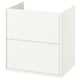 White HAVBÄCK bathroom cabinet, sleek rectangular design with two large drawers.