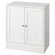 A HAVSTA cabinet in white with wooden details, a rectangular shape, and a simple design suitable for various decors.