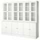HAVSTA: white wooden & glass cabinet set. Four glass doors & four solid doors. Rustic, light design.