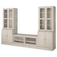 Beige HAVSTA tv unit: glass doors, pine, scandinavian rustic design.