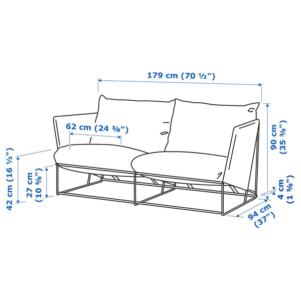 Illustration with measurements for the product: HAVSTEN.