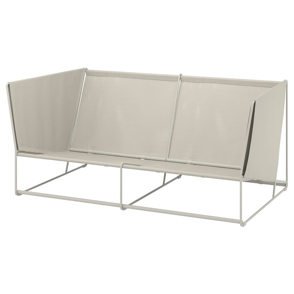HAVSTEN: cream outdoor sofa, metal frame, mesh fabric, modern design.
