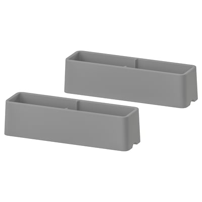 Two grey, rectangular, plastic HEJNE post caps. They are designed to protect post ends.