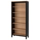 HEMNES bookcase, light brown wood, black frame, adjustable shelves.