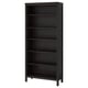 HEMNES black bookcase, tall and slim, solid pine, five adjustable shelves.