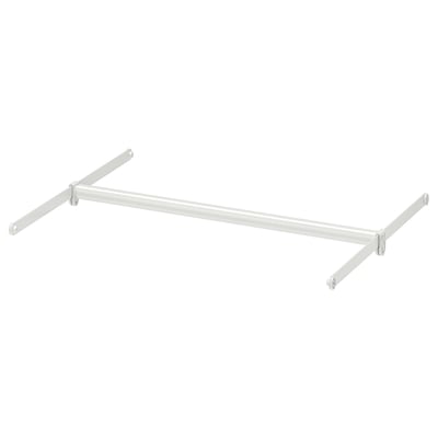 A white steel adjustable clothes rail for organising wardrobe space. It includes multiple rods and connectors for versatile hanging solutions.