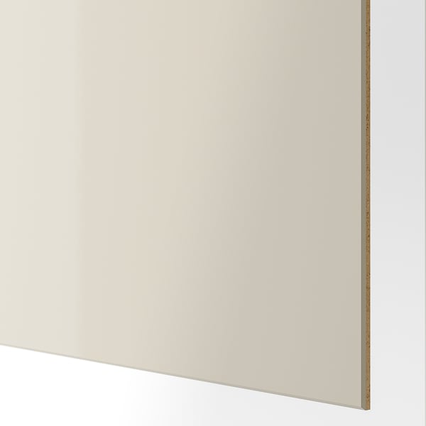 High-gloss, sleek fiberboard sliding door panel with smooth, reflective plastic finish.