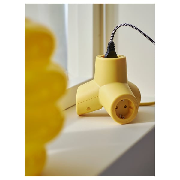 HORNFELS Extension cord, yellow, 1.8 m