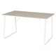 Depicts a HUVUDSPELARE gaming table in beige with white metal legs, designed for stability and cable management.