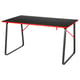 Black HUVUDSPELARE gaming table, red edges, steel legs, rectangular shape, modern design.