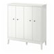 An IDANÄS white cabinet with four folding doors, standing on four legs, offering a modern and timeless design.