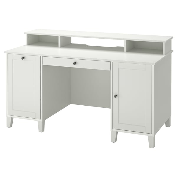 IDANÄS white desk: sleek, functional with storage, durable wood.