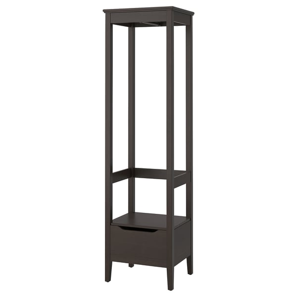 Black IDANÄS tall wardrobe with shelves & drawer.