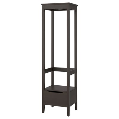Black IDANÄS tall wardrobe with shelves & drawer.