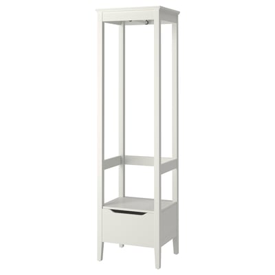 IDANÄS tall wardrobe with drawer, shelf, rail for small spaces, modern look.