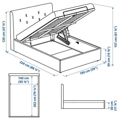 Illustration with measurements for the product: IDANÄS.
