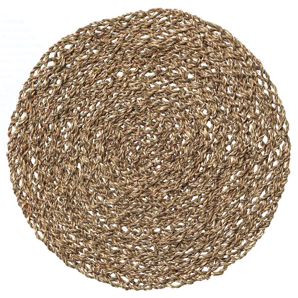 IHÅLLIG natural seagrass place mat, round, woven.