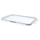 IKEA 365+ clear, rectangular leak-proof lid, made of polypropylene plastic with silicone seal, designed to protect food and prevent spills.